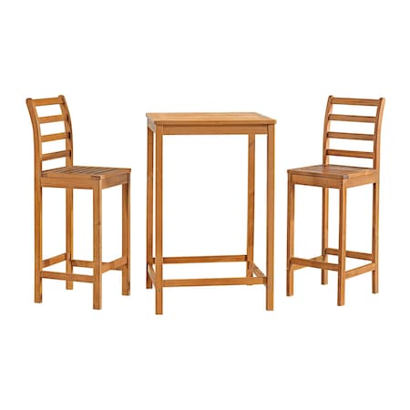 Alaterre Furniture Brandon Acacia Wood Outdoor Bar Height Bistro Set, Set of 3 ANBD01ANO